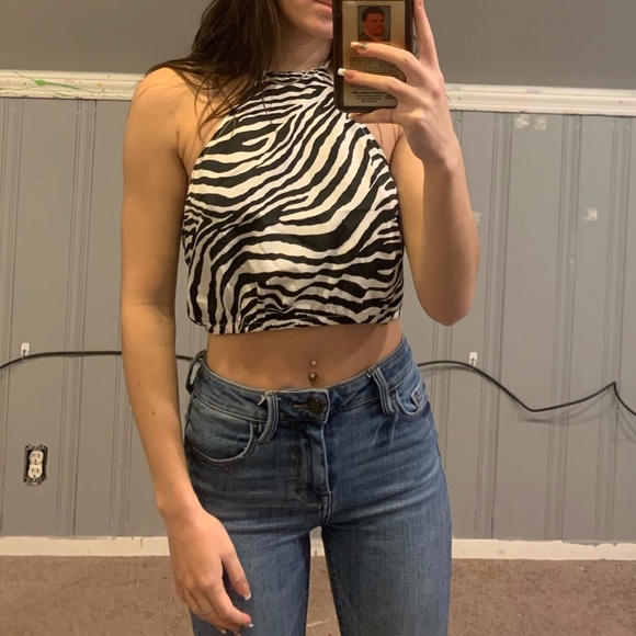 Tops - zebra halter top
